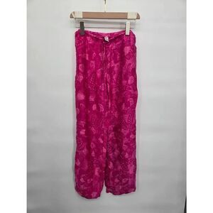 August Moon 100% Silk Pants Size Small Floral Pink Lounge